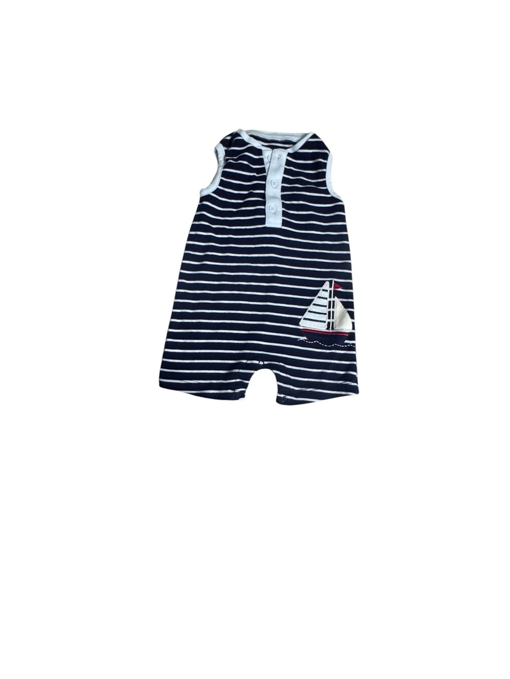 Little Me Navy and White Striped Kids romper